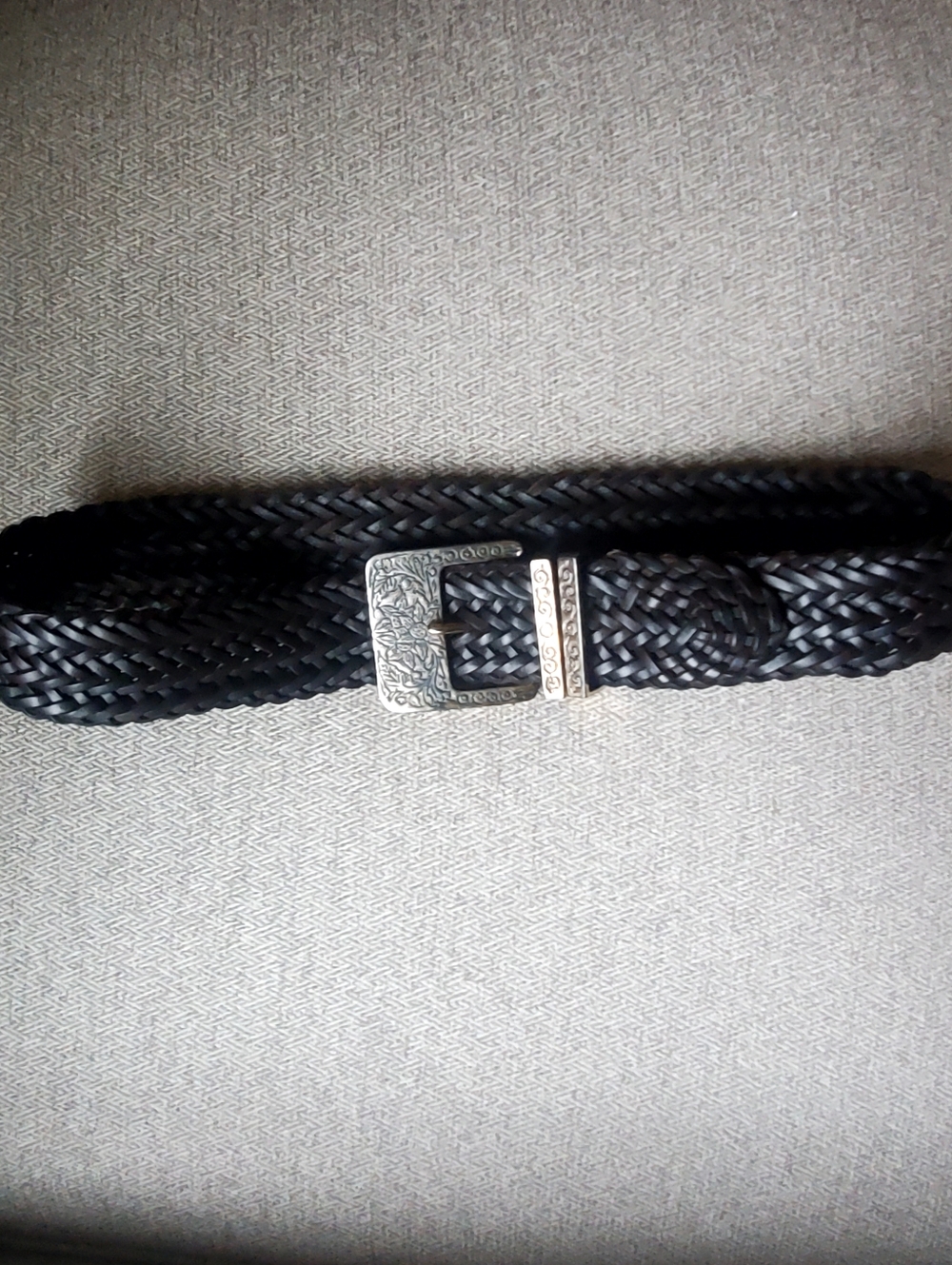 Hand Braided Leather Belt With SIlver Buckle 30